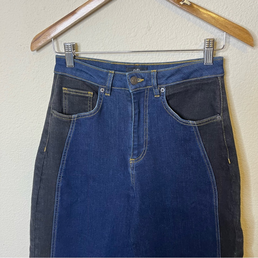 RUTI Women’s Two-Tone Dark Blue Jeans with Black Side Panel - Picture 6 of 12